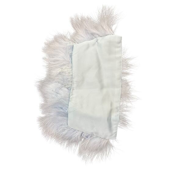 Poster Girl Trophy Sheer Lace Jumpsuit Thong Feather Cuffs Set Sexy Blue Size L - Picture 4 of 6